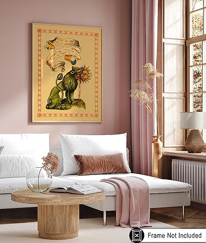 Miniatura 6 de Poster Master Póster vintage, estampado retro de león verde devorando el sol, arte hermético, arte de mitología, regalo para hombres y mujeres,