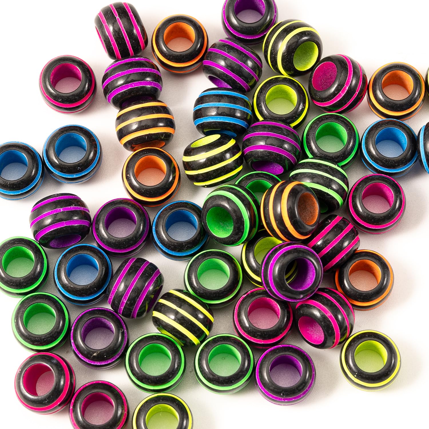 Gxueshan 1000 Pcs Acrylic Plastic Mix Rainbow Pony Beads 6x9mm Large Hole Pens Hair Braiding Bulk Kandi Beads for Friendship Bracelet Necklace Jewelry Making Kit