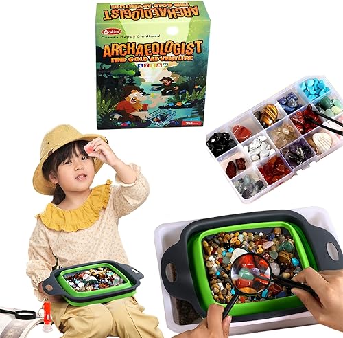 WGL&HJ Kit de excavación de piedras preciosas secas y húmedas para niños, herramienta de minería de gemas reutilizable, kit de ciencia STEM y