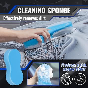 Bemece 31-Pcs Car Detailing Kit, Thorough Exterior/Interior Cleaning (Blue) | Car Cleaning Kit, Scratch-free, for wheels/vents/dashboards/upholstery/tight crevices, car/motorbike, wet/dry, storage case