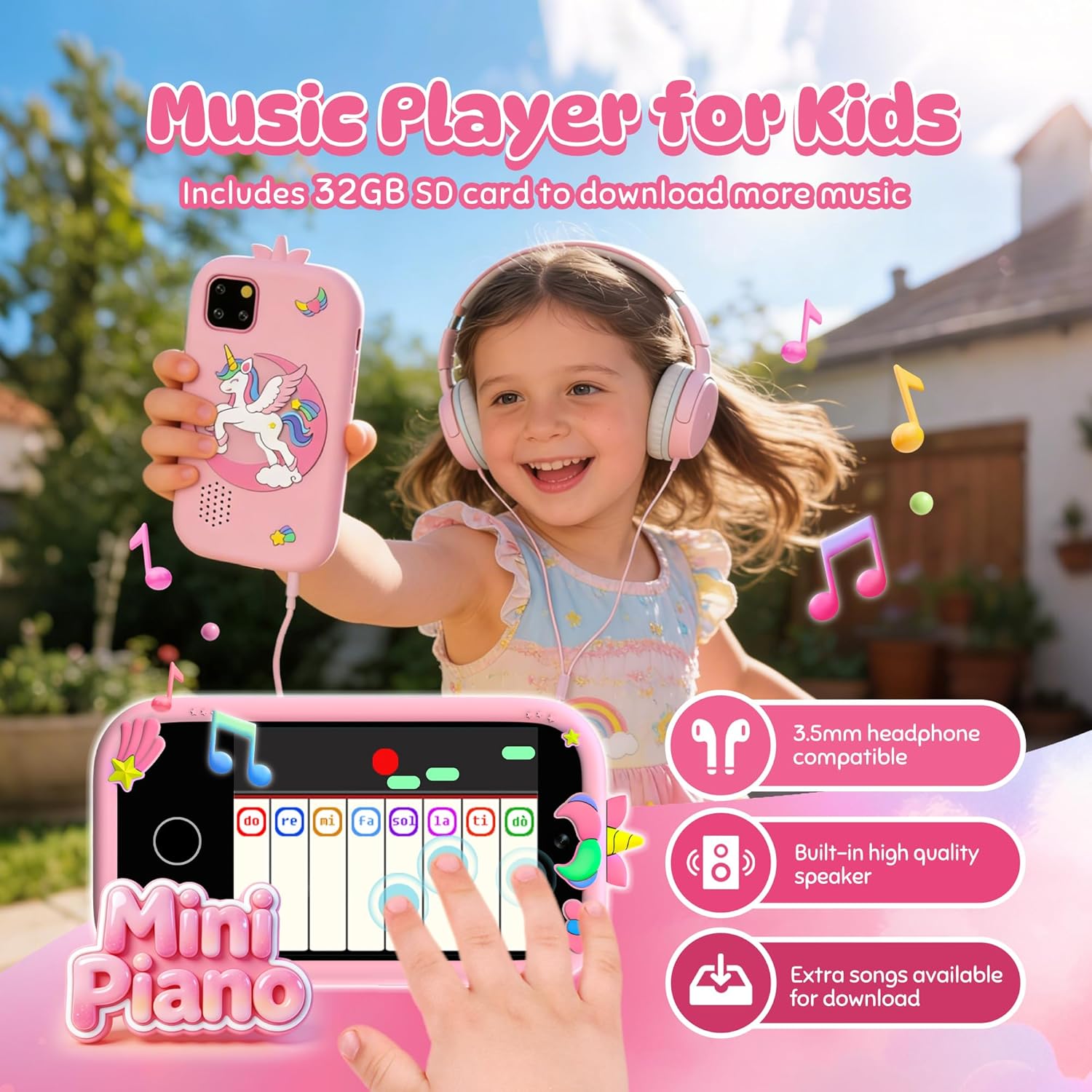 Kids Smart Phone for Girls, Toddler Phone Toy with Dual Camera, 2.8" Touchscreen, 18 Games, MP3, Learning & 32GB Card, Christmas Birthday Gift for Ages 3-10, Toddler Girl Toys