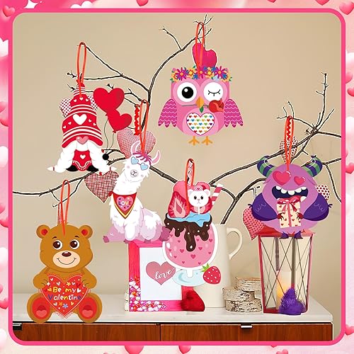 Miniatura 7 de DTOFOOT Paquete de 30 manualidades de San Valentín para niños, kits de tarjetas para el día de San Valentín, monstruo, gnomo, búho, manualidades,