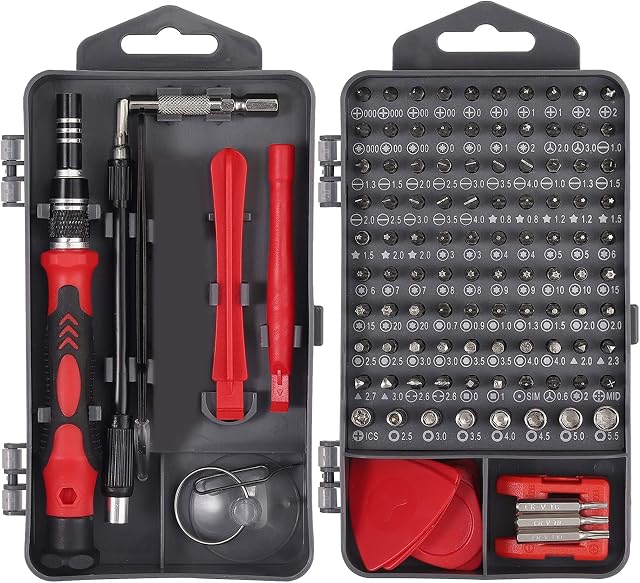 Justech Screwdriver Set Precision Screwdriver Repair Tool Kit Magnetic Small Screwdriver Kit Professional Removable Tool (Red 121 Kits)