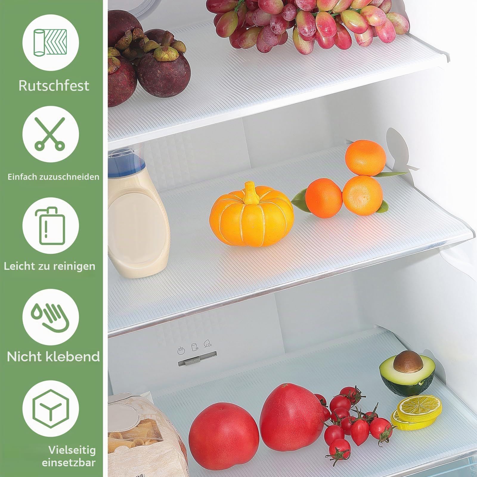 Regaleinlagen, 61 cm x 6,1 m, Regaleinlagen für Küchenschränke, antihaftbeschichtet, Regalauskleidung, Schubladenmatten, Eva-Schutz für Schrank, transparent gerippt