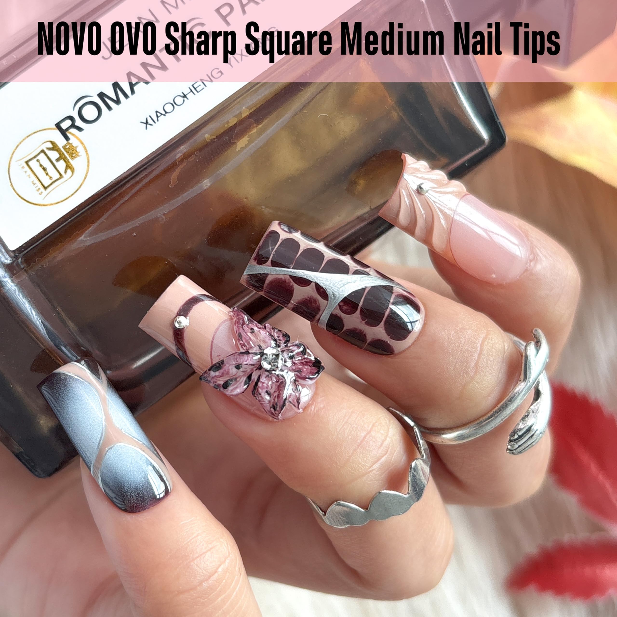 Amazon | NOVO OVO Medium Sharp Square Clear Nail Tips シャープ