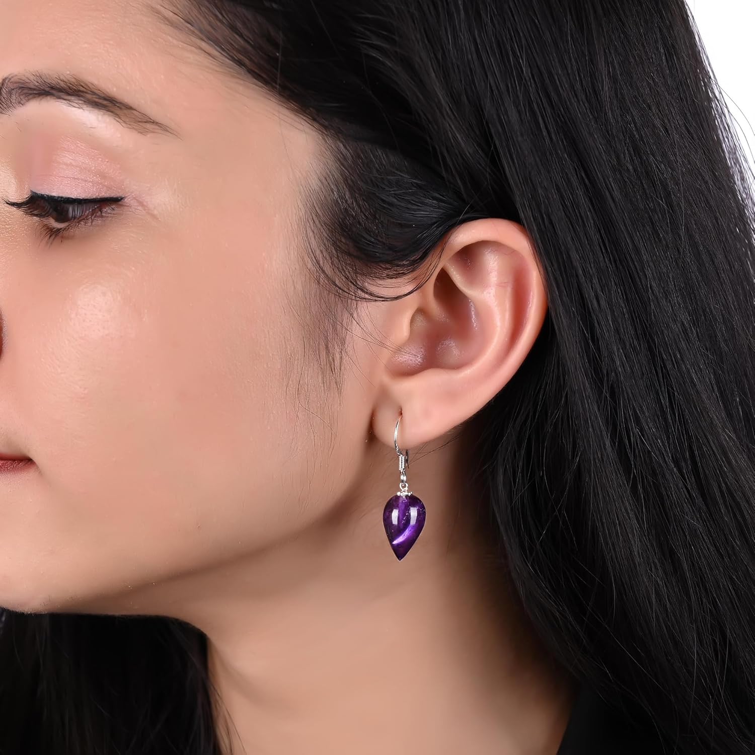 Dangle Drop Earrings for Women, Teardrop Crystal Earrings, Natural Gemstone Jewelry, 925 Silver, Everyday Wear, Gift for Mom Girlfriend Daughter, 1-1.5 inch - Image 2