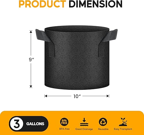 Vista 16 de HealSmart Paquete de 12 bolsas de cultivo no tejidas de 2 galones, macetas de tela de aireación con asas, adecuadas para frutas de jardín, verduras