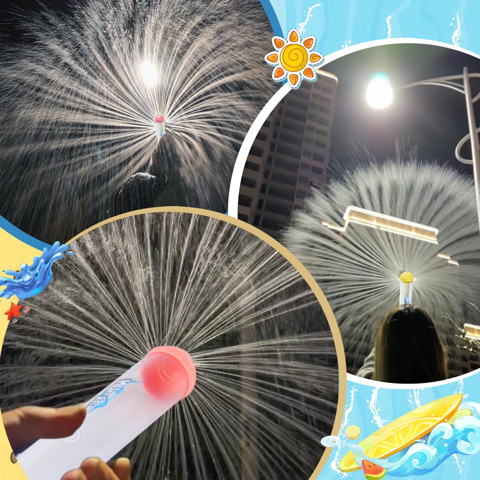 4 Pezzi Fuochi d'artificio Pistola ad Acqua - 27cm, Pistole ad Acqua Giocattolo per Bambini, Fuochi d'artificio Water Squirter per Ragazzi Ragazze, Feste, Spiaggia, Giocattolo Divertente per Piscina