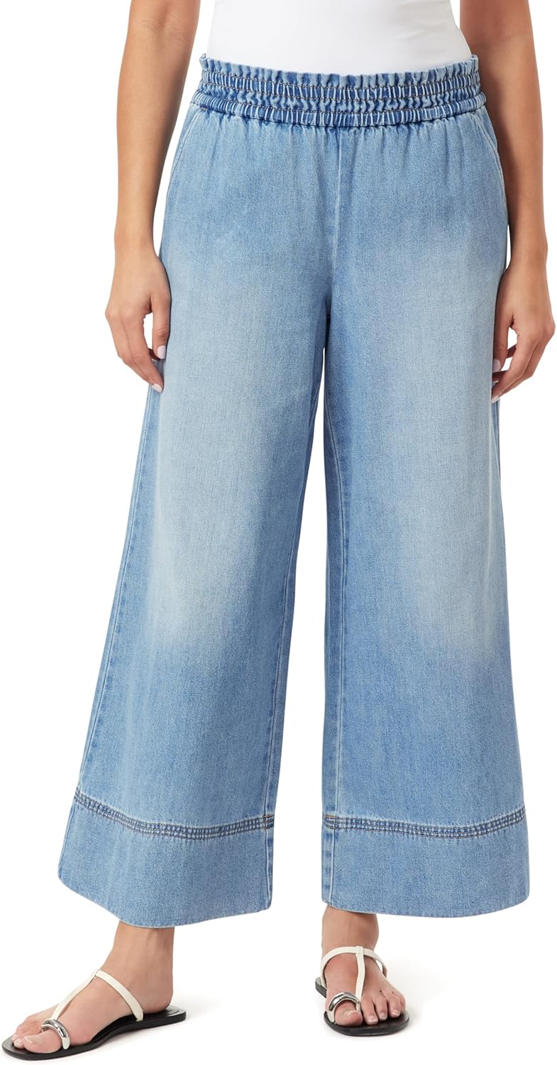 kensie Jeans for Women Easy Breezy Drapey Denim Wide Leg 28-Inch Inseam, Size Small to X-Large