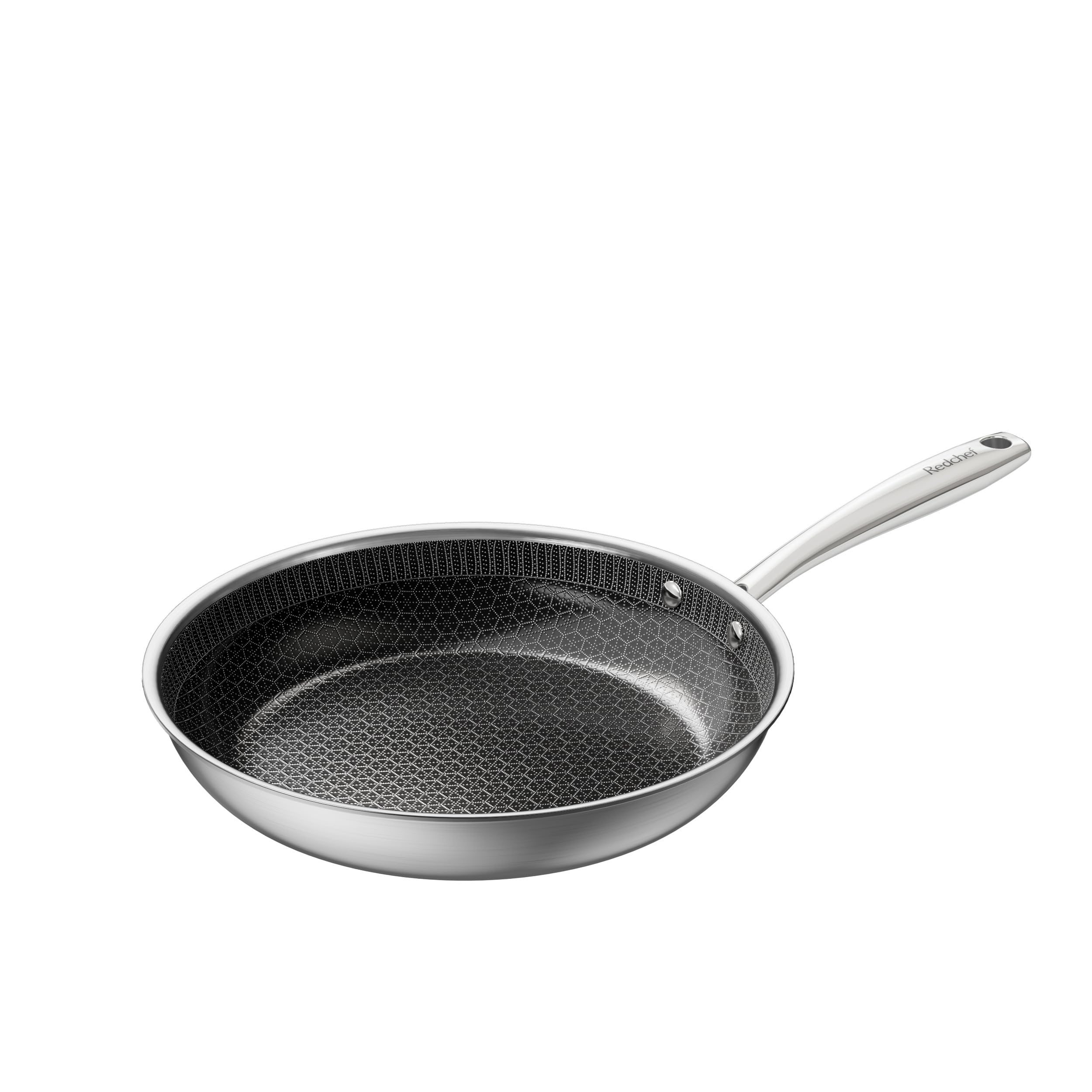 Redchef Hybrid Bratpfanne 26 cm – Edelstahl-Pfanne mit kratzfester Wabenstruktur und Keramik-Antihaftbeschichtung, PFAS- und PTFE-frei, induktionsgeeignet, backofen- und spülmaschinenfest