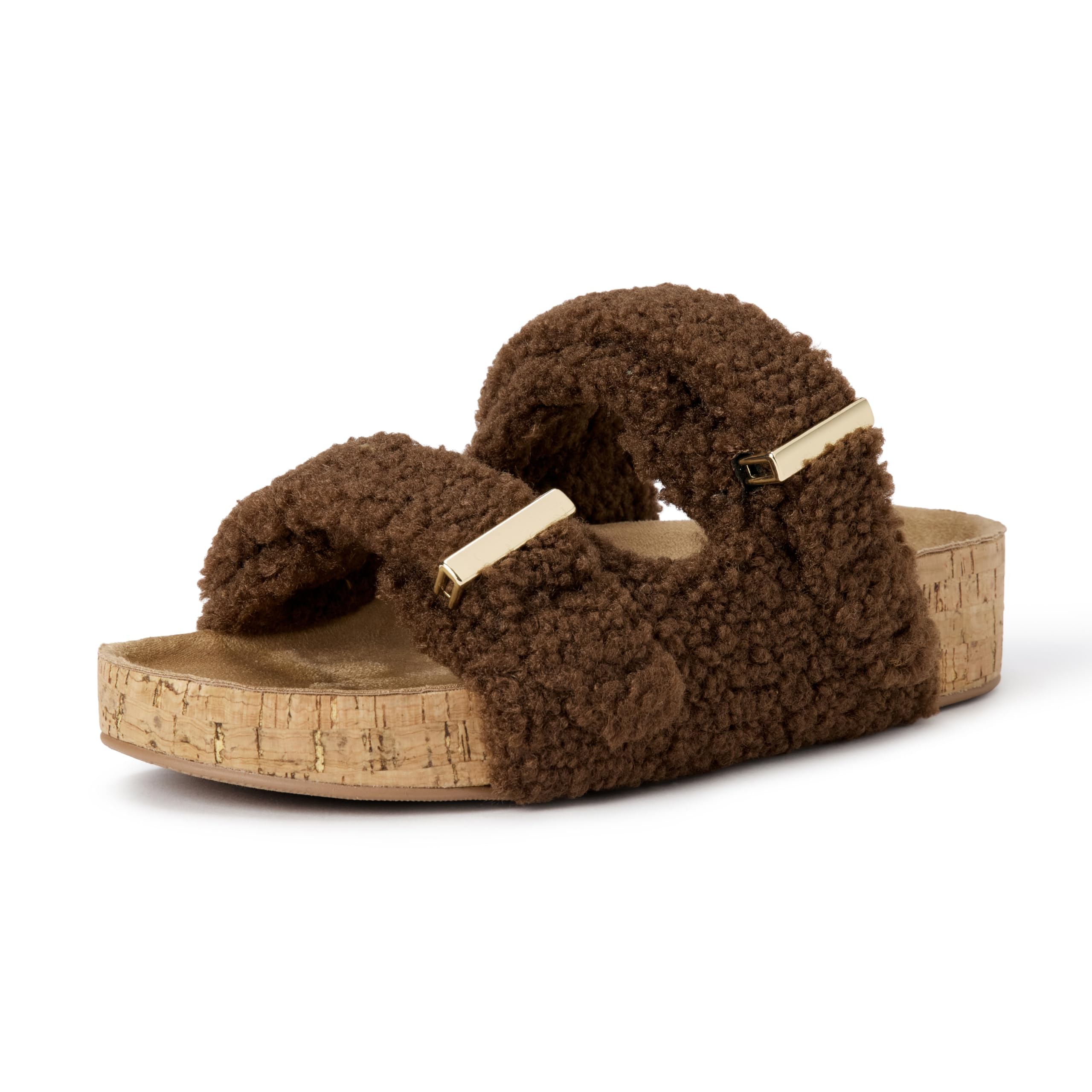 Amazon Essentials Women's Adjustable Double Strap Cork Sandals, Brown, 9.5