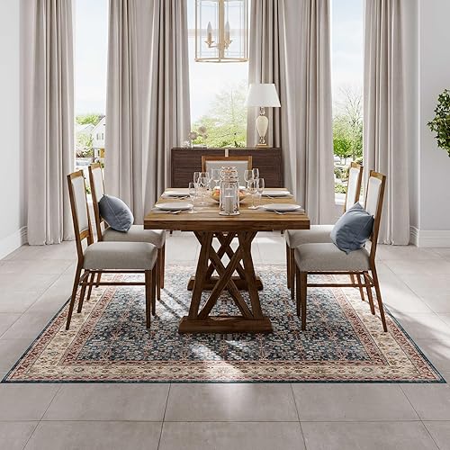 Miniatura 8 de Dripex Alfombras de área de 5 x 7, resistentes a las manchas, ligeras, lavables, antideslizantes para sala de estar, alfombra bohemia vintage