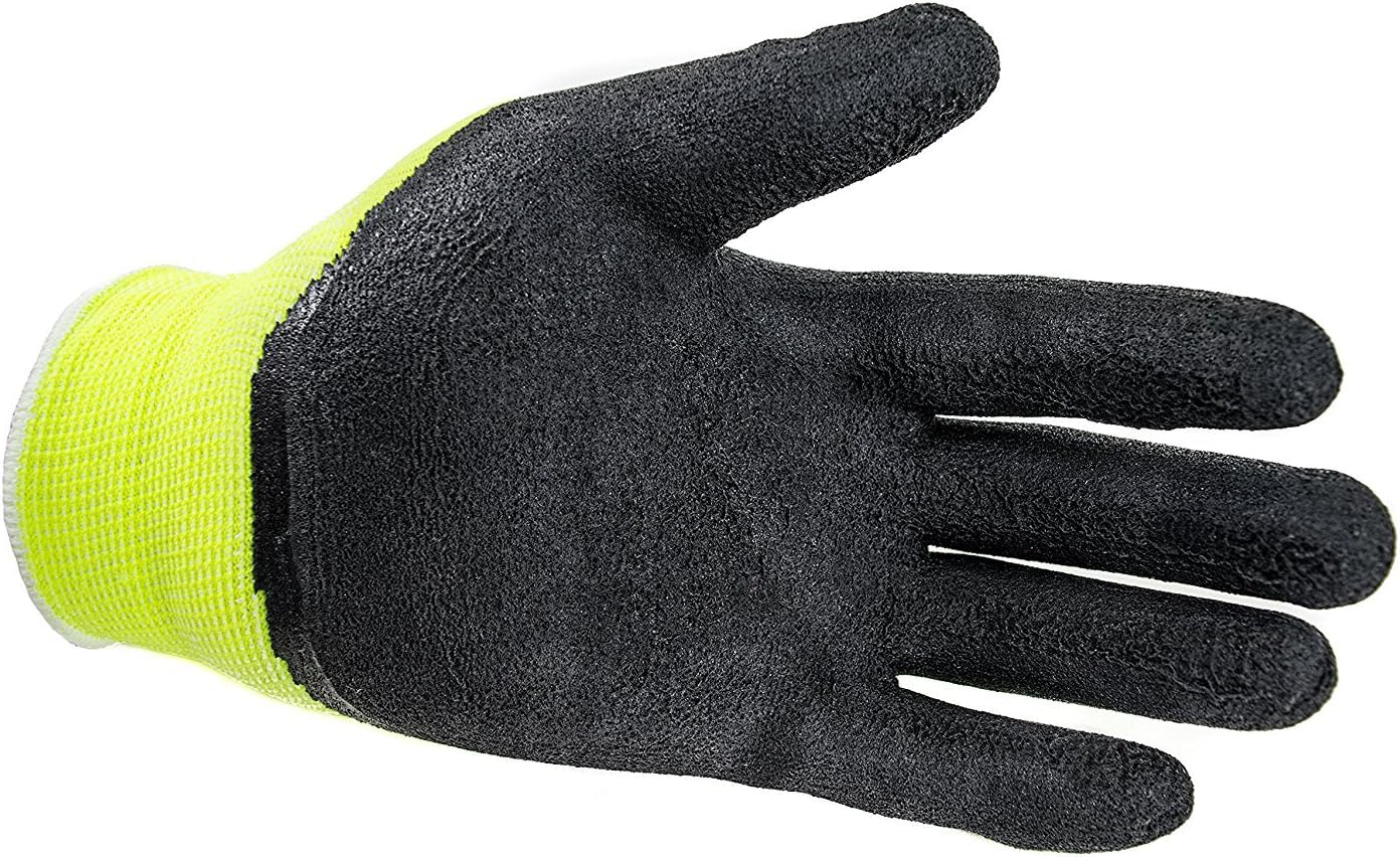 Ultra-Thin BGSL1 Nylon Sandy Latex Coated Work Gloves, 12 Pairs (Small, Lime)