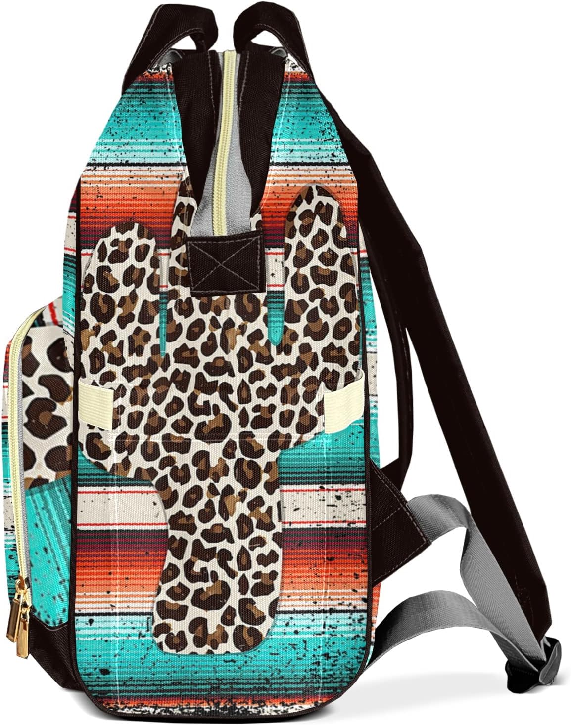 Funny Leopard Cactus Cute Diaper Bag Baby Nappy Bag Daughter Multi-Function Custom Baby Bag Picnic Diaper Carrying Bag Unisex Gifts with Name