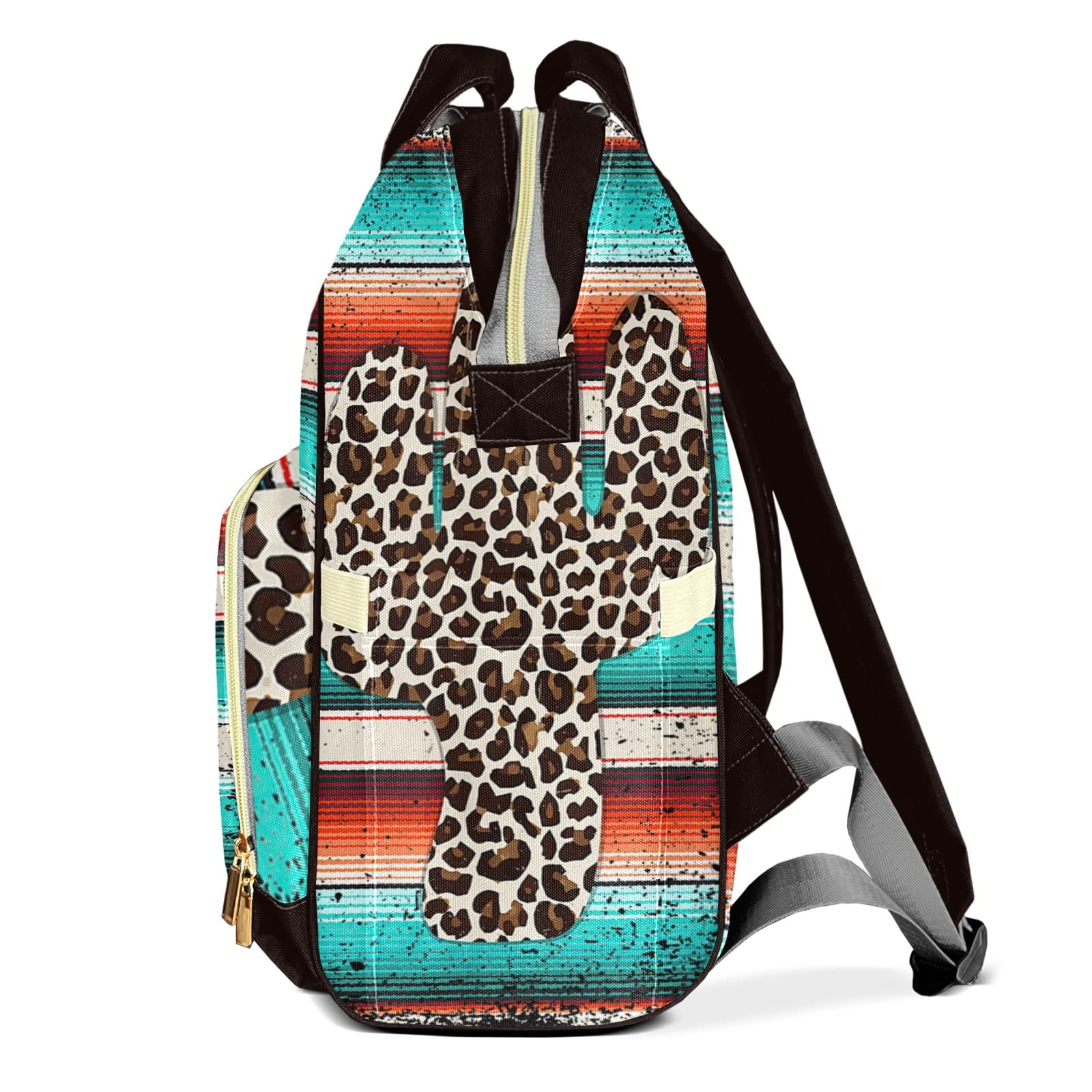 SunFancyCustom Funny Leopard Cactus Cute Diaper Bag Baby Nappy Bag Daughter Multi-Function Custom Baby Bag Picnic Diaper Carrying Bag Unisex Gifts with Name