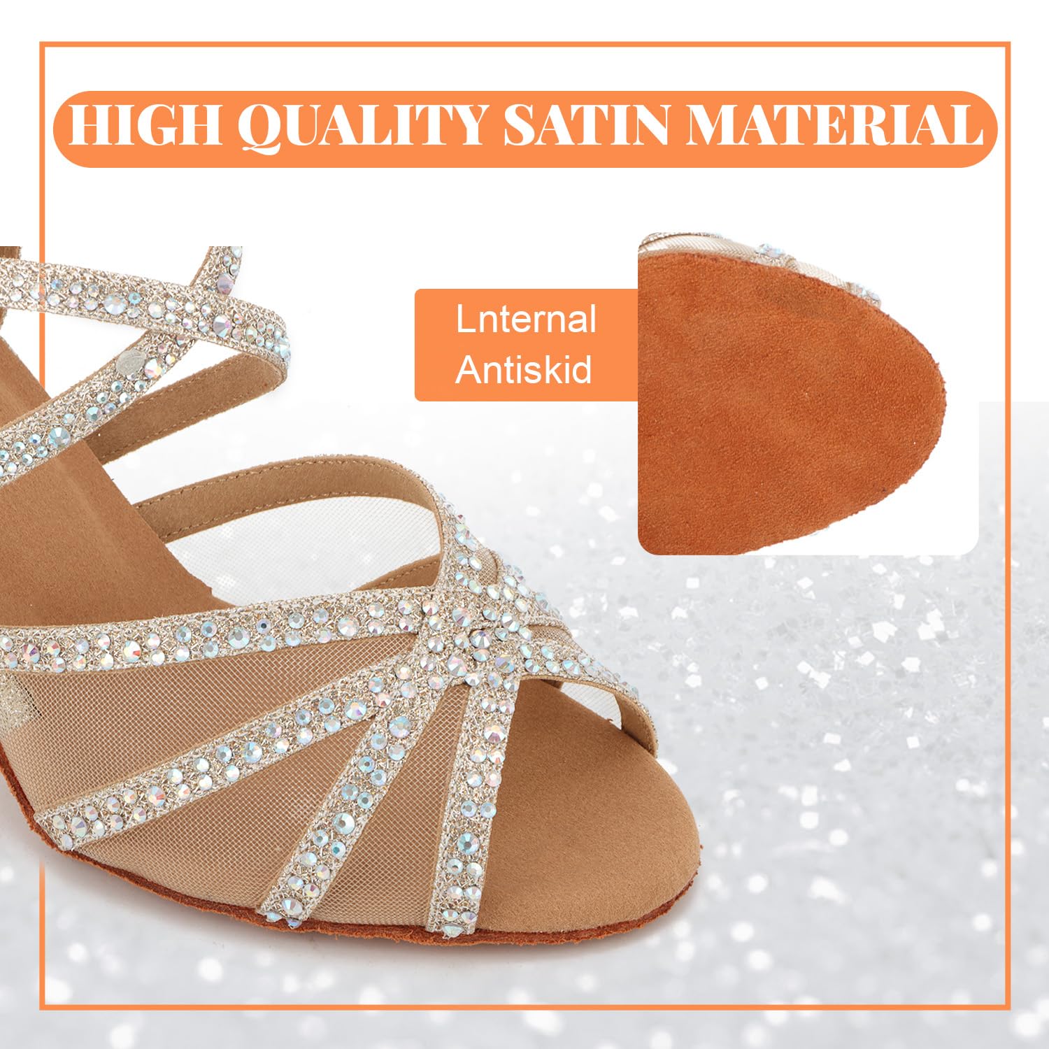 Scarpe da Ballo Latino Salsa con Strass Donna Scarpe da Ballo da Sala Tango Kizomba Bachata Danze al Coperto 1057-01