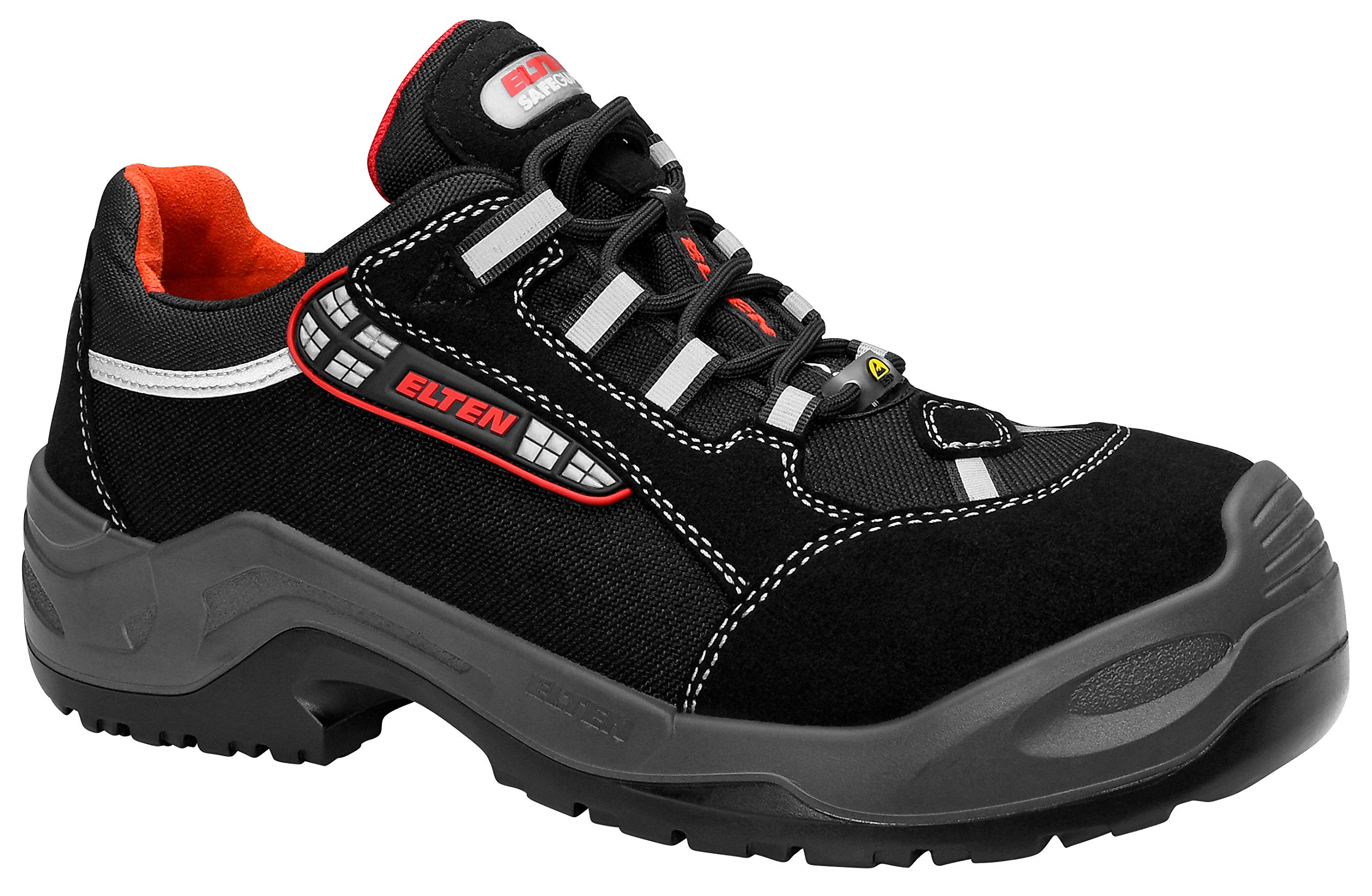 ELTEN Sicherheitsschuhe SENEX AL ESD S3, Damen und Herren, Textil, Aluminiumkappe (leichter als Stahlkappe), leicht, sportlich, Schwarz/Rot, Größe: 38