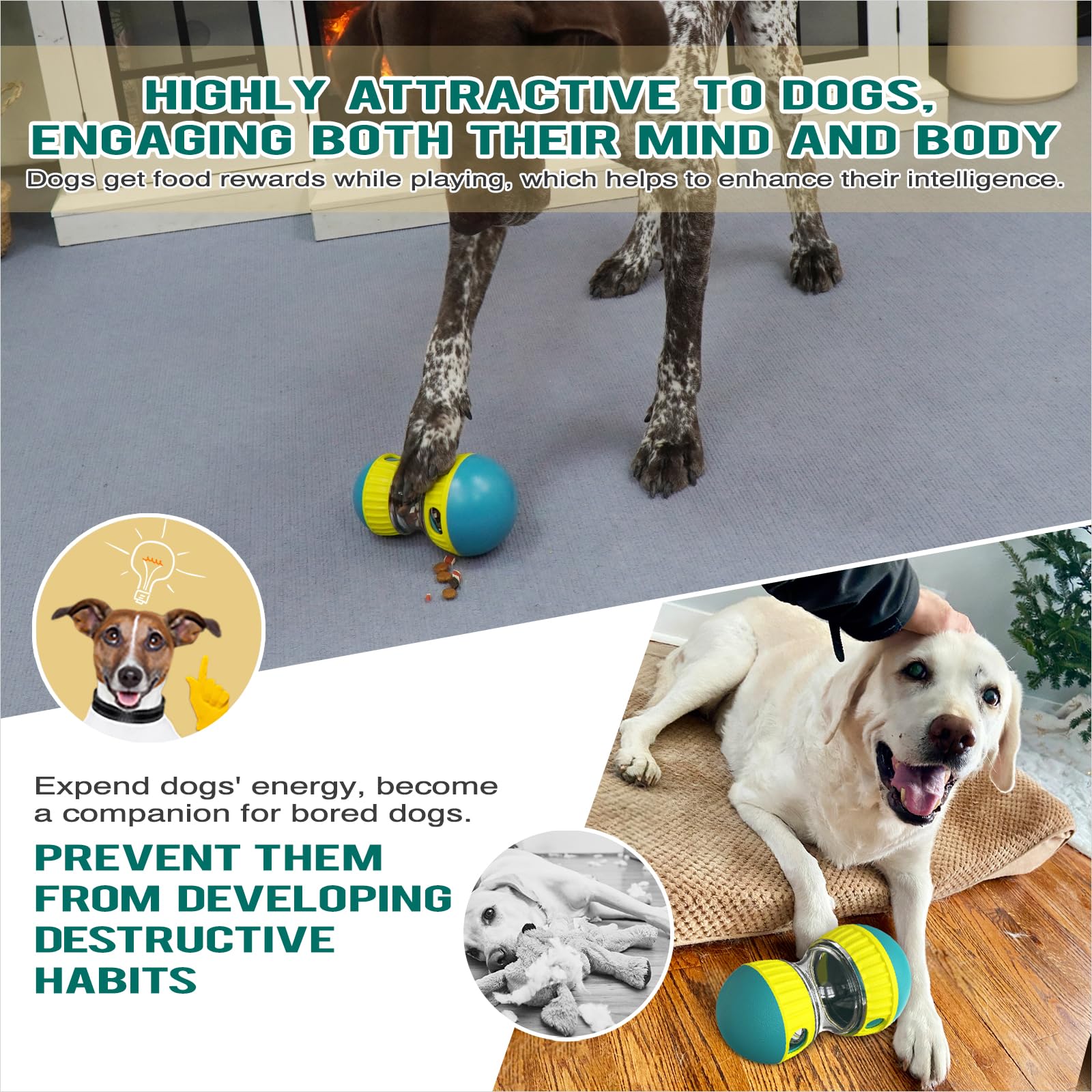Rompecabezas interactivo de comida para perros, dispensador de golosinas ajustable, alimentación lenta para mantenerlos ocupados, juguetes estimulantes para perros medianos y grandes (XL azul)