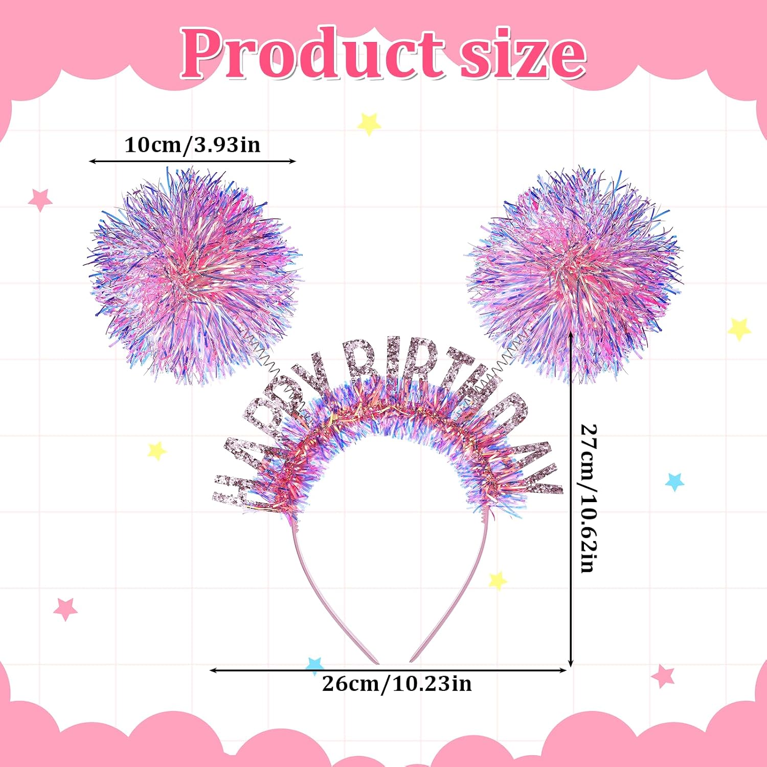 Birthday Girl Headband Birthday Crown Hat Pom Pom Headband Fun Headbands Pink Birthdays Party Hats for Girls, Women, Adults, Gifts, Decorations image 2