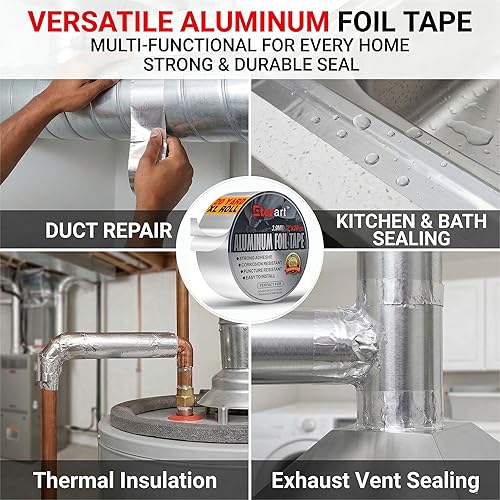 Miniatura 3 de Cinta de Conducto de Papel de Aluminio Resistente, Sellado y Reparación a Alta Temperatura, Perfecta para HVAC, Conductos de Aire, Reparación