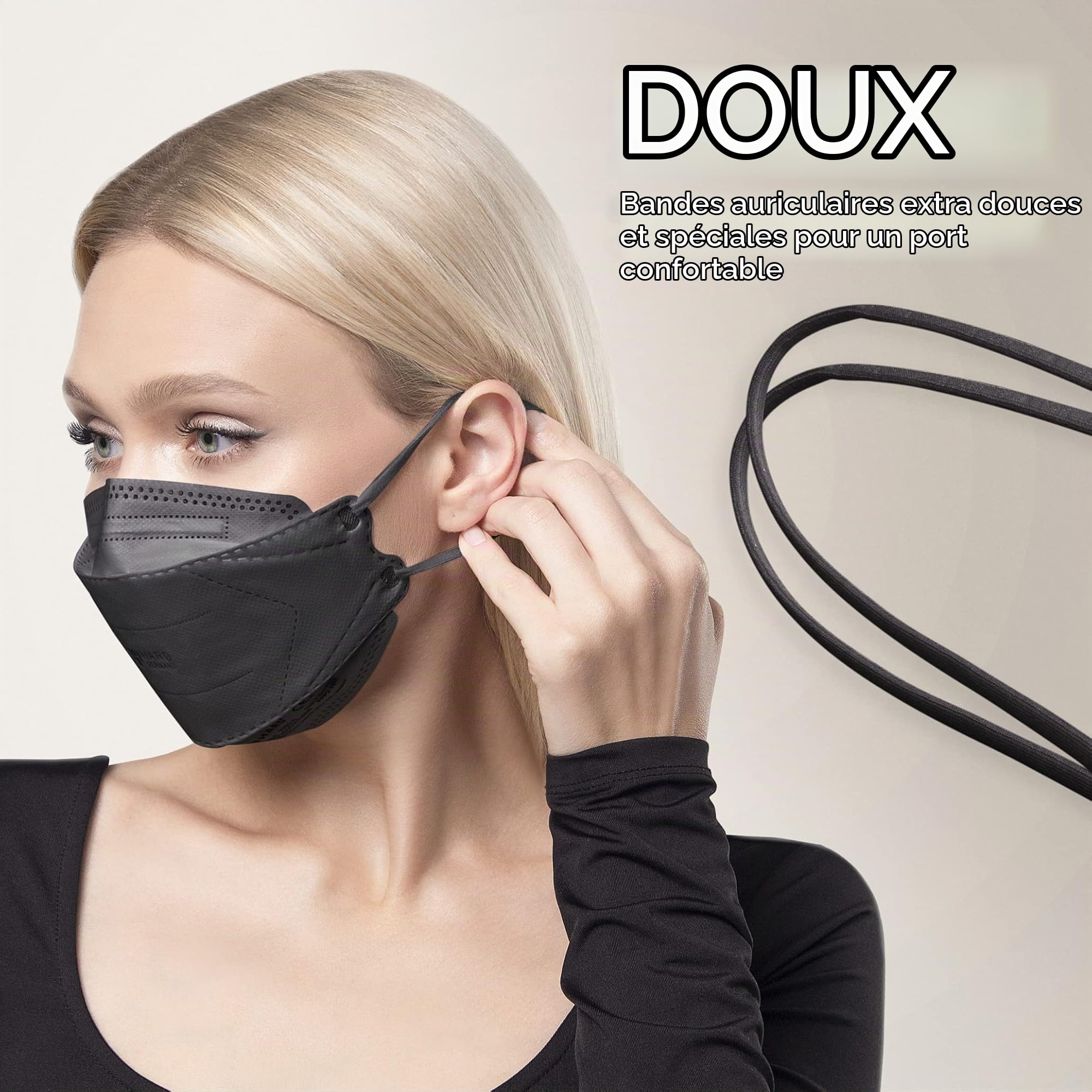 HARD Mask Masque respiratoire FFP2 | Fabriqué en Allemagne | Respirateur | taille standard | Filtration 99,5% | ÖKO-TEX | emballage scellé NON individuellement - Noir - 20 pièces