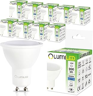 LUMILED GU10 LED, 10W 900 Lumen Leuchtmittel, 6000K kaltweiß Birne Lampe Spot, ersetzt 90W Halogenlampen, 120° Grad Strahl...