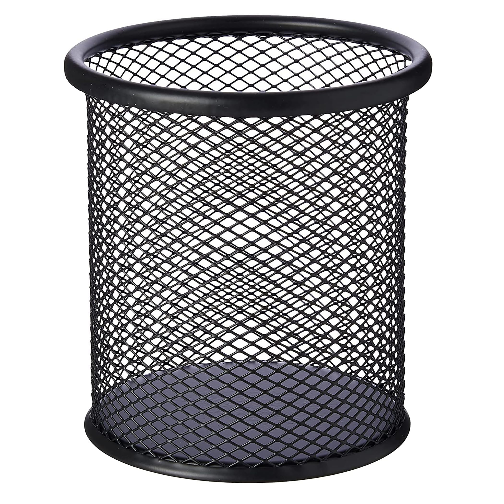 GLUN® Cylendrical Black Mesh Metal Desk Pen, Pencil and Other Stationery Organiser Holder, Use at Office, School and Home 1 Pcs