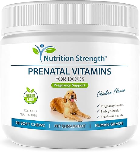 Nutrition Strength Vitaminas prenatales para perros para apoyar el desarrollo de cachorros saludables, promover la producción de leche, con ácido