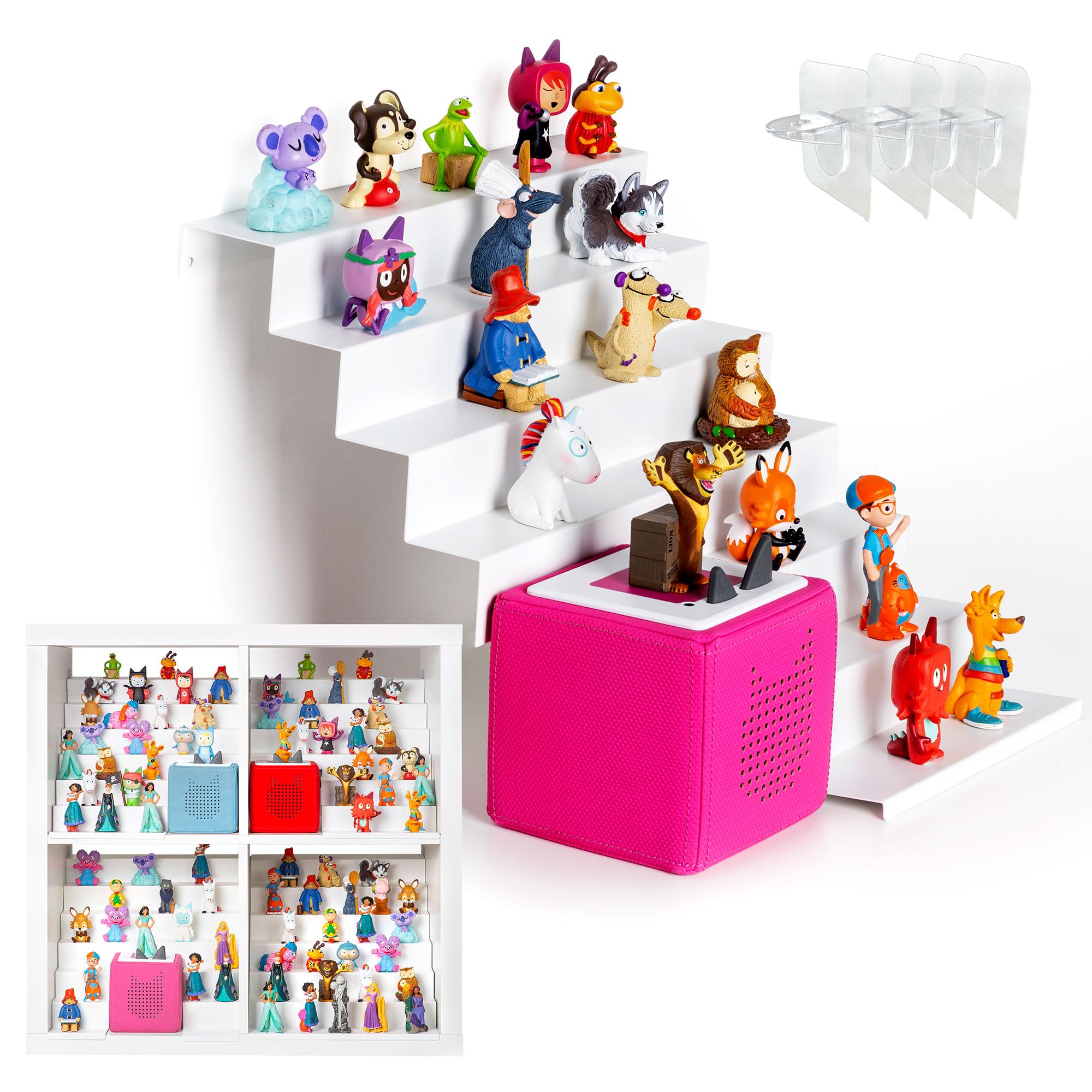 XZYJT-Z Étagère échelle magnétique pour figurines Tonie, IKEA KALLAX et autres espaces de grille, étagère magnétique de style industriel pour enfants (1, XZYJT-Z)