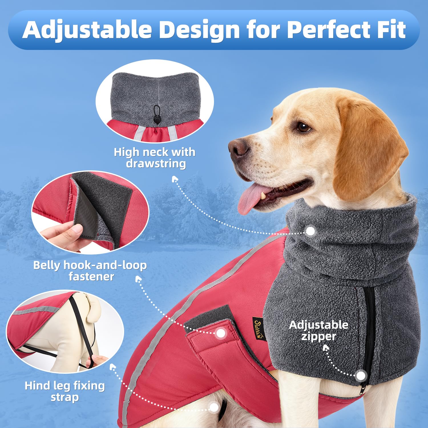 Fashion Dog waterdichte gewatteerde hondenjas speciaal voor teckels - 33 cm