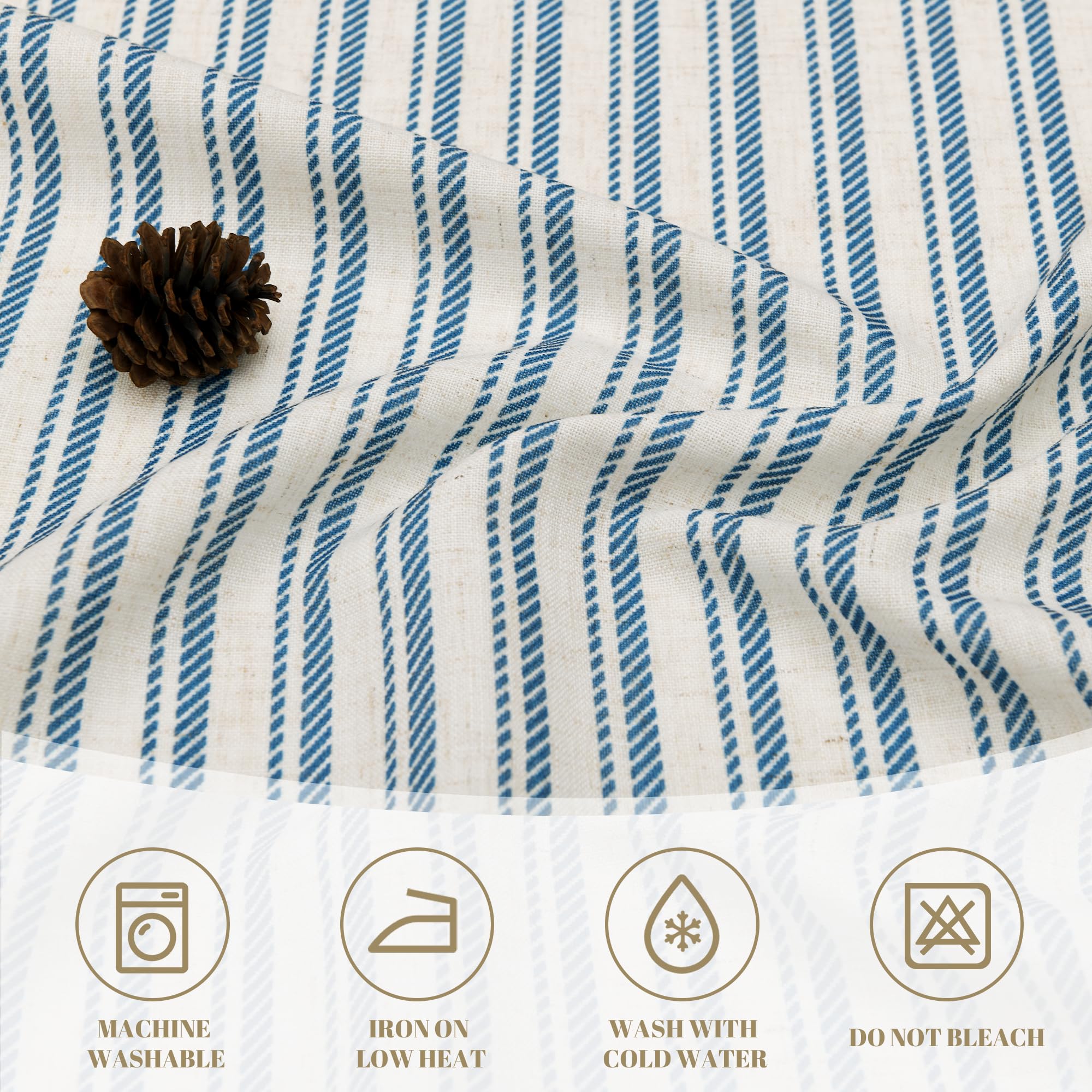 DWCN Tende da cucina a vetro corte, a righe, blu, tende A60xL60cm, set da 2 pezzi, effetto lino, semitrasparenti, tende bistrot con passante per asta, per camera da letto, tenda per armadio, bagno