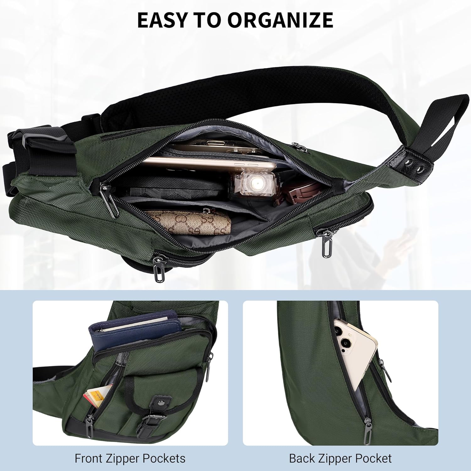 WITZMAN Sling Bag for Men Crossbody Bags Travel Slim Chest Bag One Strap Lightweight Casual Daypack - Image 4