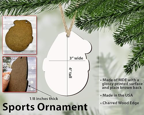 Miniatura 5 de Personalized Sports Ball Satna Hat Christmas Ornament Custom Name for Player Coach Mom Dad Grandma MDF Hardboard Wood Handmade by The Painted Pug