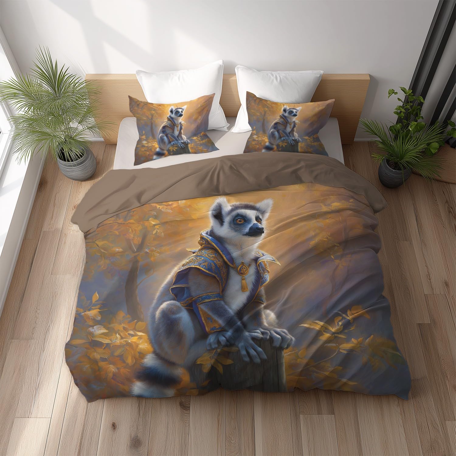 Eleganckie jesienne liście z nadrukiem zwierzęcym poszwa na kołdrę 220 x 260 cm Fantazyjny zestaw pościeli dziecięcej i 2 poszewki na poduszki 65 x 65 cm Pokrowiec na kołdrę Miękka mikrofibra z