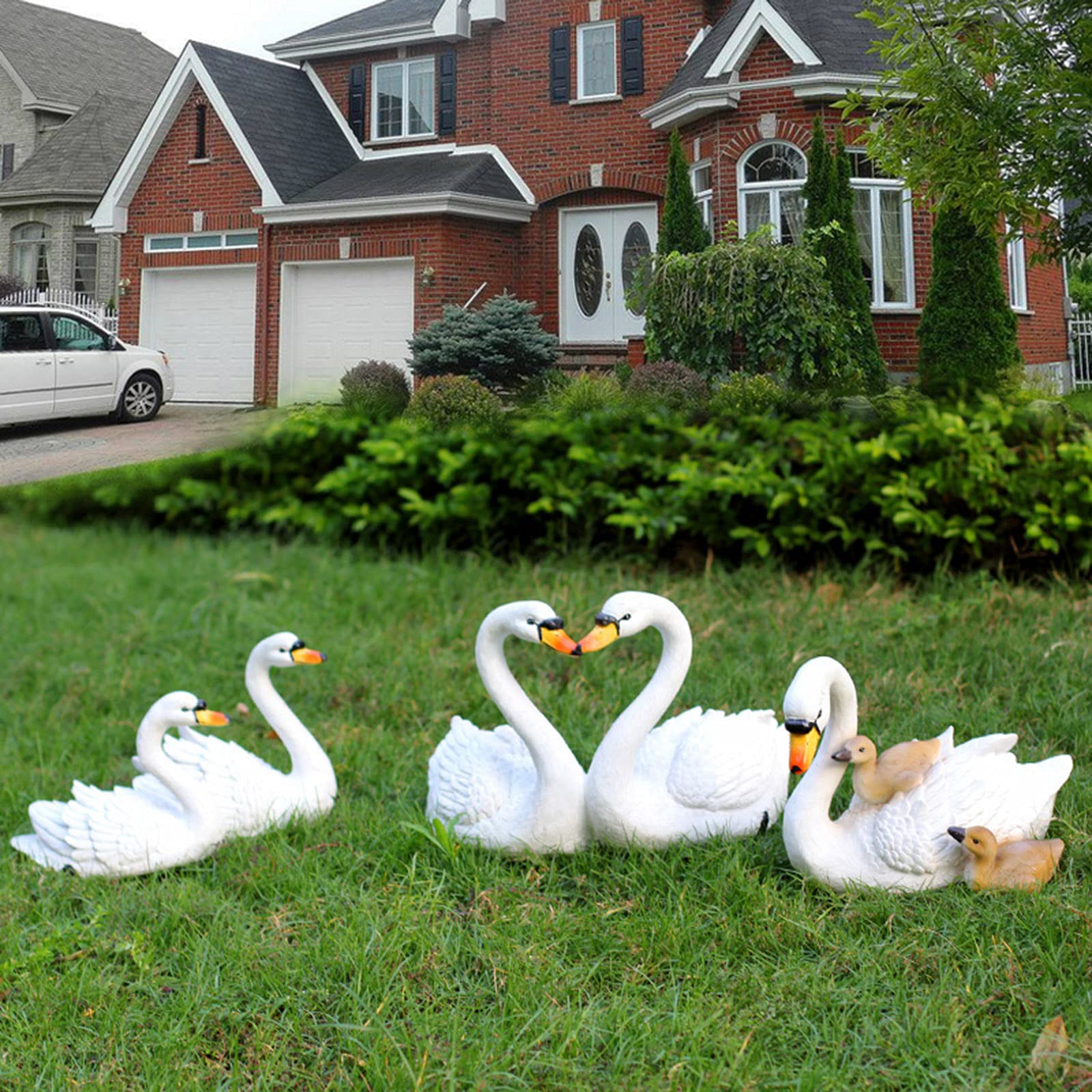 Schwimmende Harz Schwan Figur,Tier Enten Jagd Köder,Fischteich Landschaftsbau Dekor Garten Rasen Terrasse Statue Im Freien,Echte Schwan-Größe 45cm,C-White