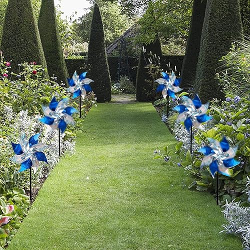 Miniatura 7 de Hausse Paquete de 10 Molinillos Reflectantes, Molinillo Extra Brillante, Dispositivos Repelentes de Aves para Ahuyentar a los Pájaros del Patio