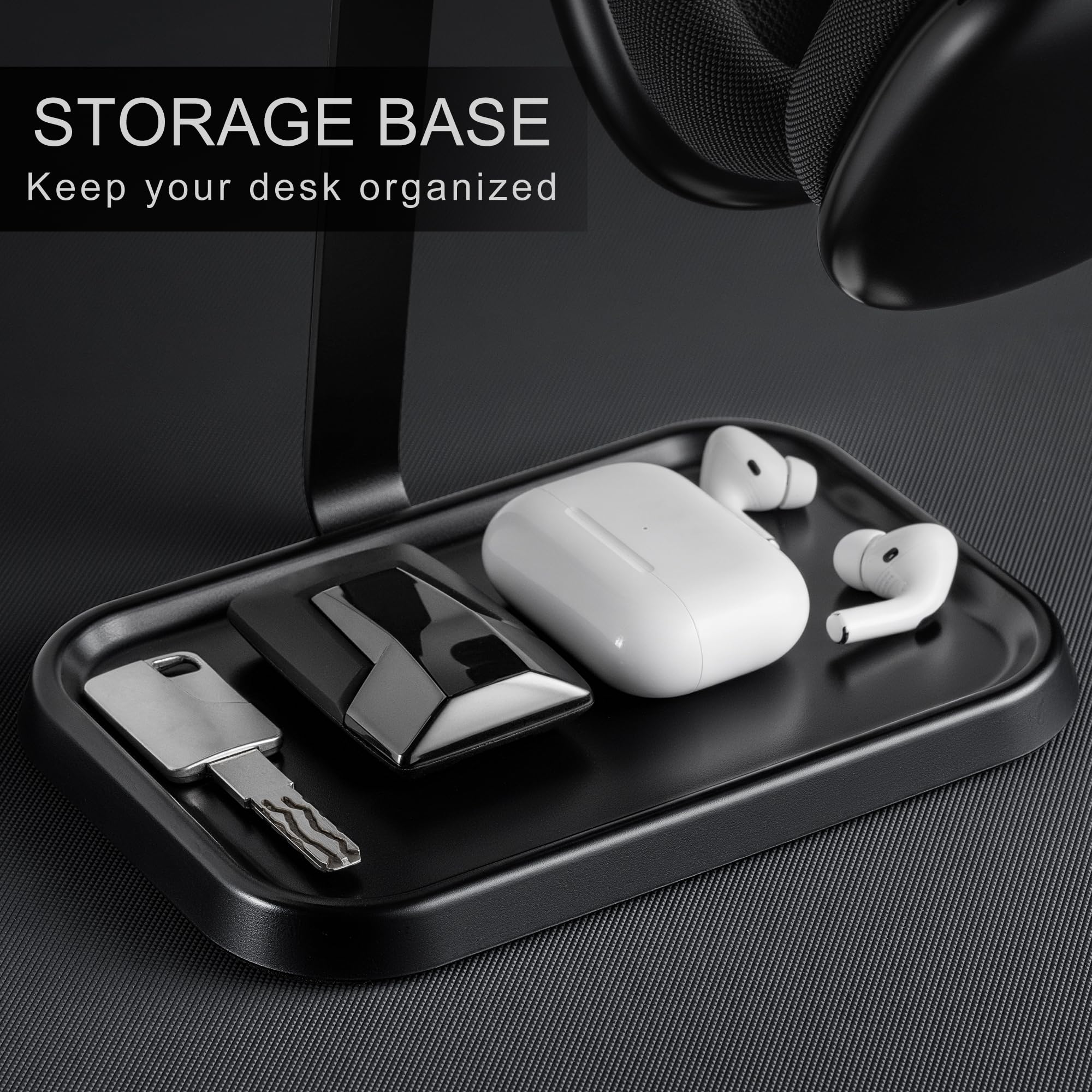 Double Support pour Casque, Support de Casque Double équilibré pour Bureau (Noir)