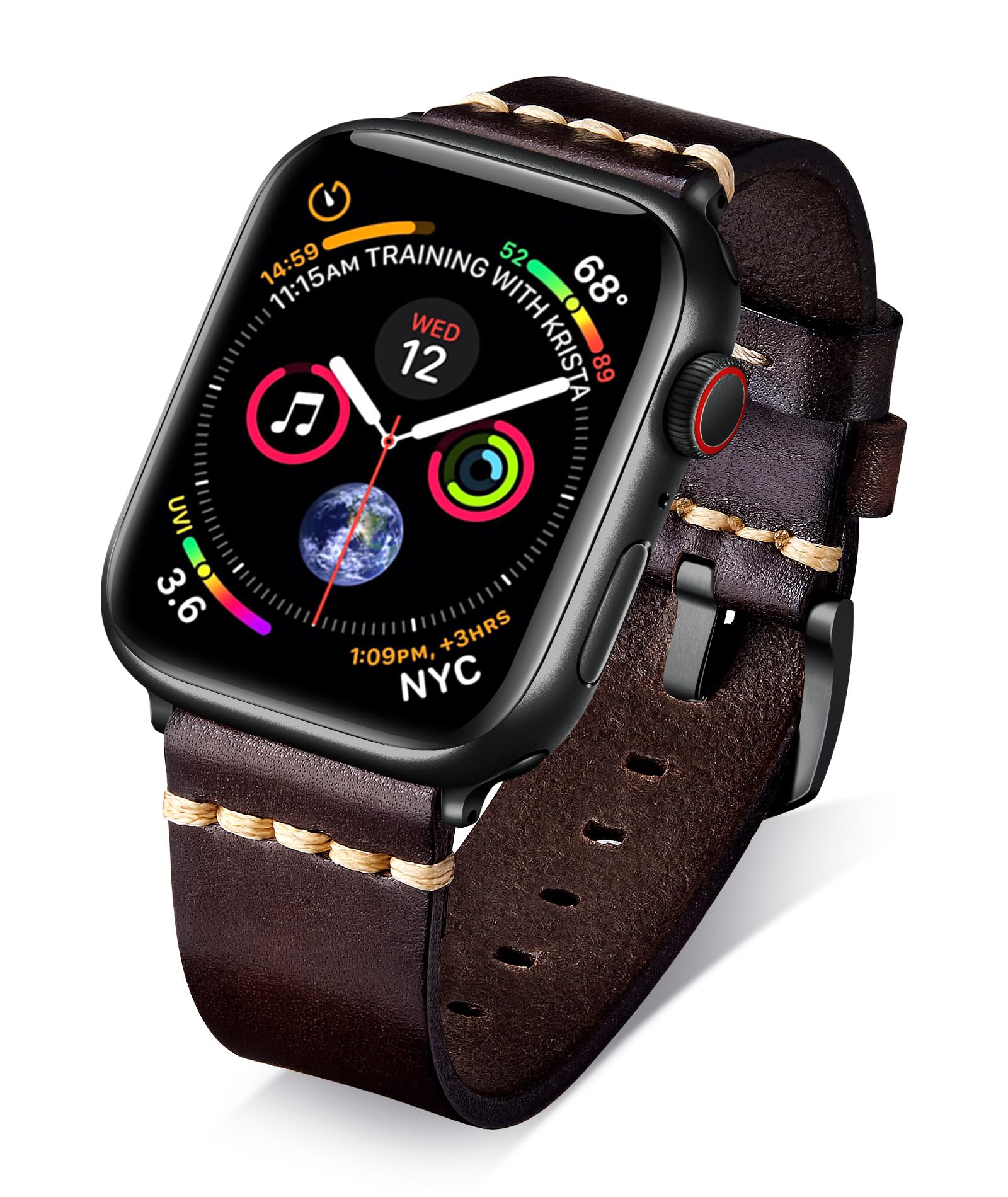 BINLUN Leather Watch Band Compatible with Apple Watch Band 38mm 40mm 41mm 42mm 44mm 45mm 49mm 46mm Watch Straps Compatible with iWatch Series 11 10 9