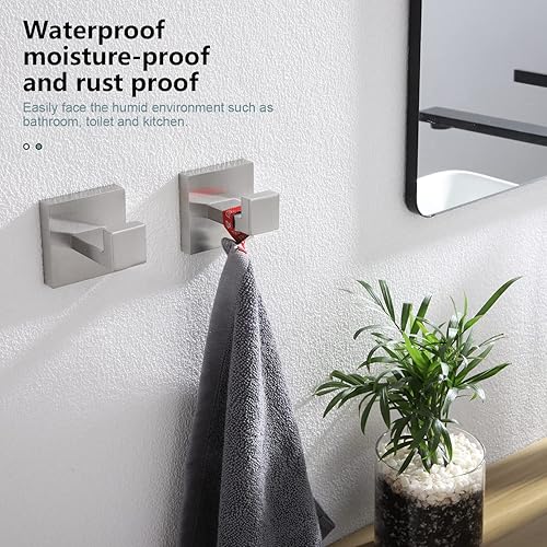 Vista 57 de KOKOSIRI Bathoom - Gancho para toallas, montaje en pared, cuadrado, para bata de baño, gancho para abrigos, cocina, garaje, resistente, acero Cromo