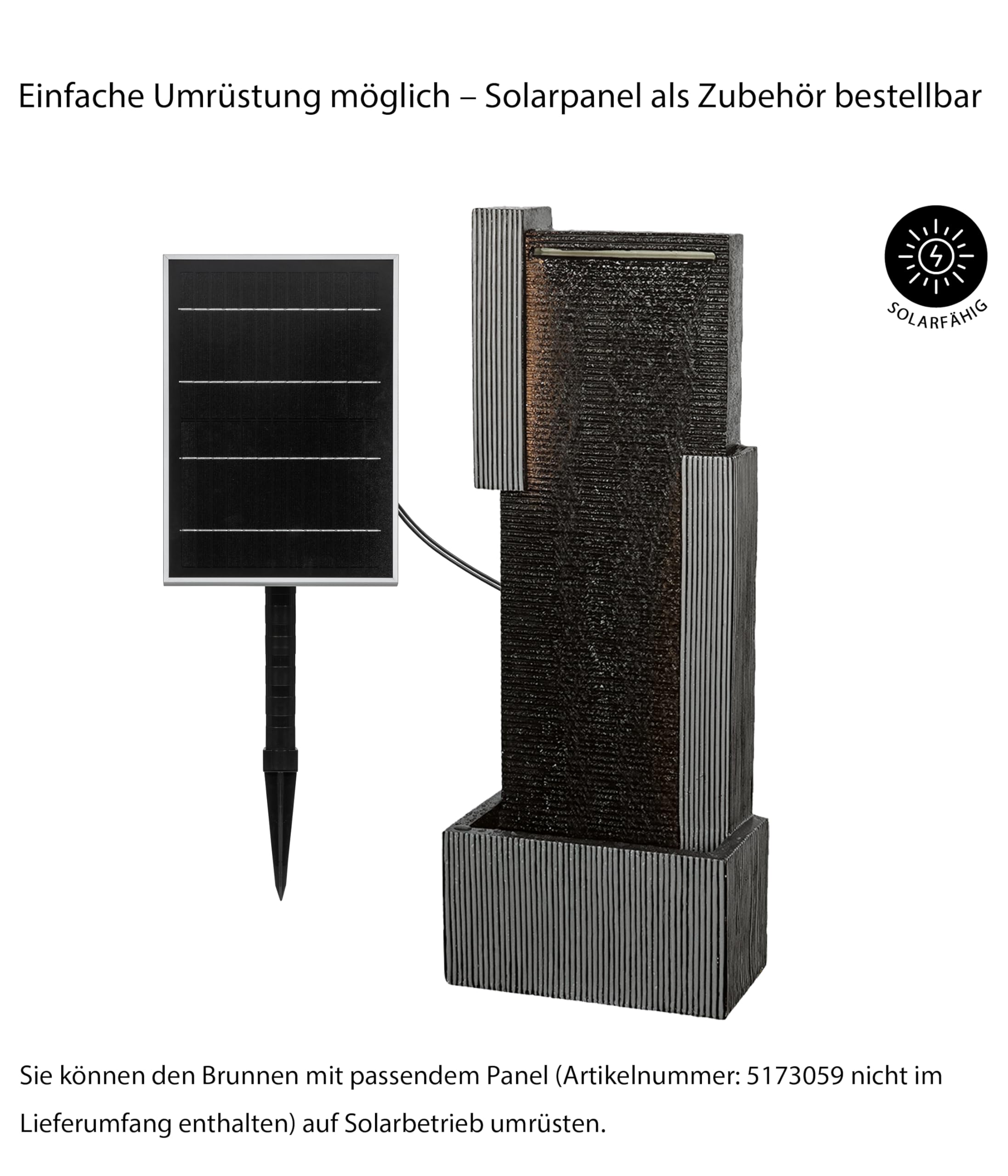 Dehner Minerva fontanna ogrodowa, odporna na mróz, do użytku na zewnątrz, z oświetleniem LED, ok. 100 x 38 x 23 cm, żywica poliestrowa, czarna