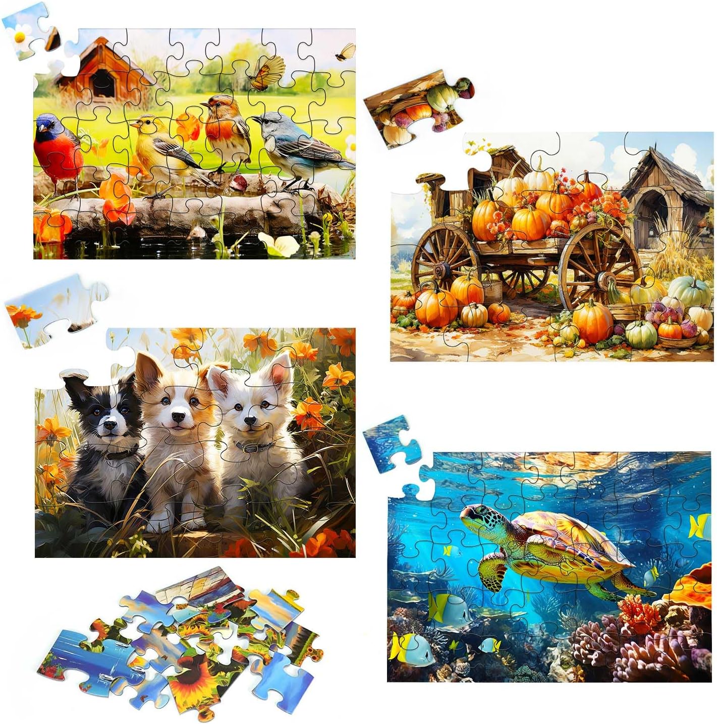 Neoflavie's 4 Pack Large Pieces Jigsaw Puzzles Dementia