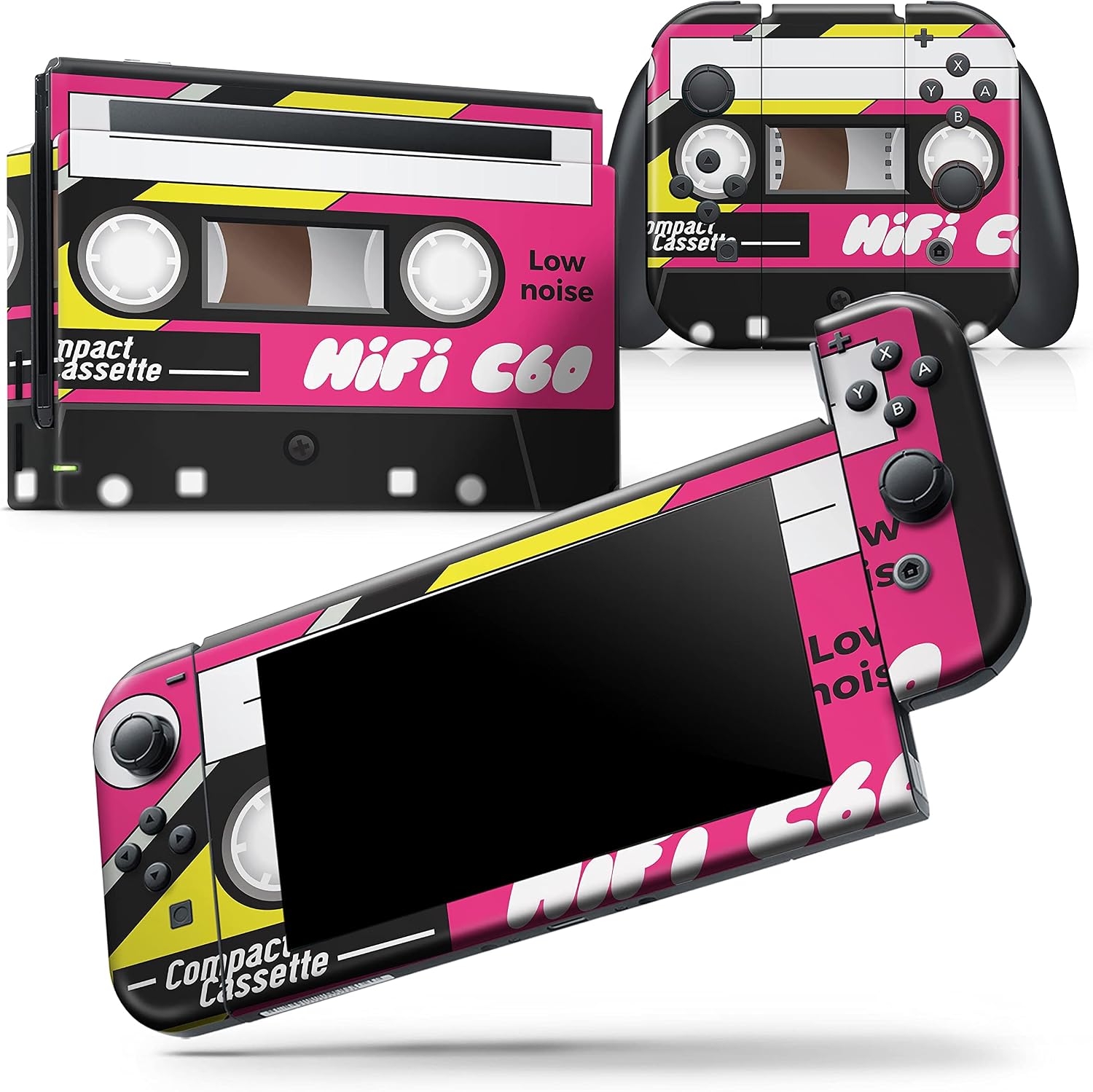 Design Skinz - Compatible with Nintendo Switch Console + Joy-Con - Skin Decal Protective Scratch-Resistant Removable Vinyl Wrap Cover - Vintage Retro Audio Cassette Tape V2