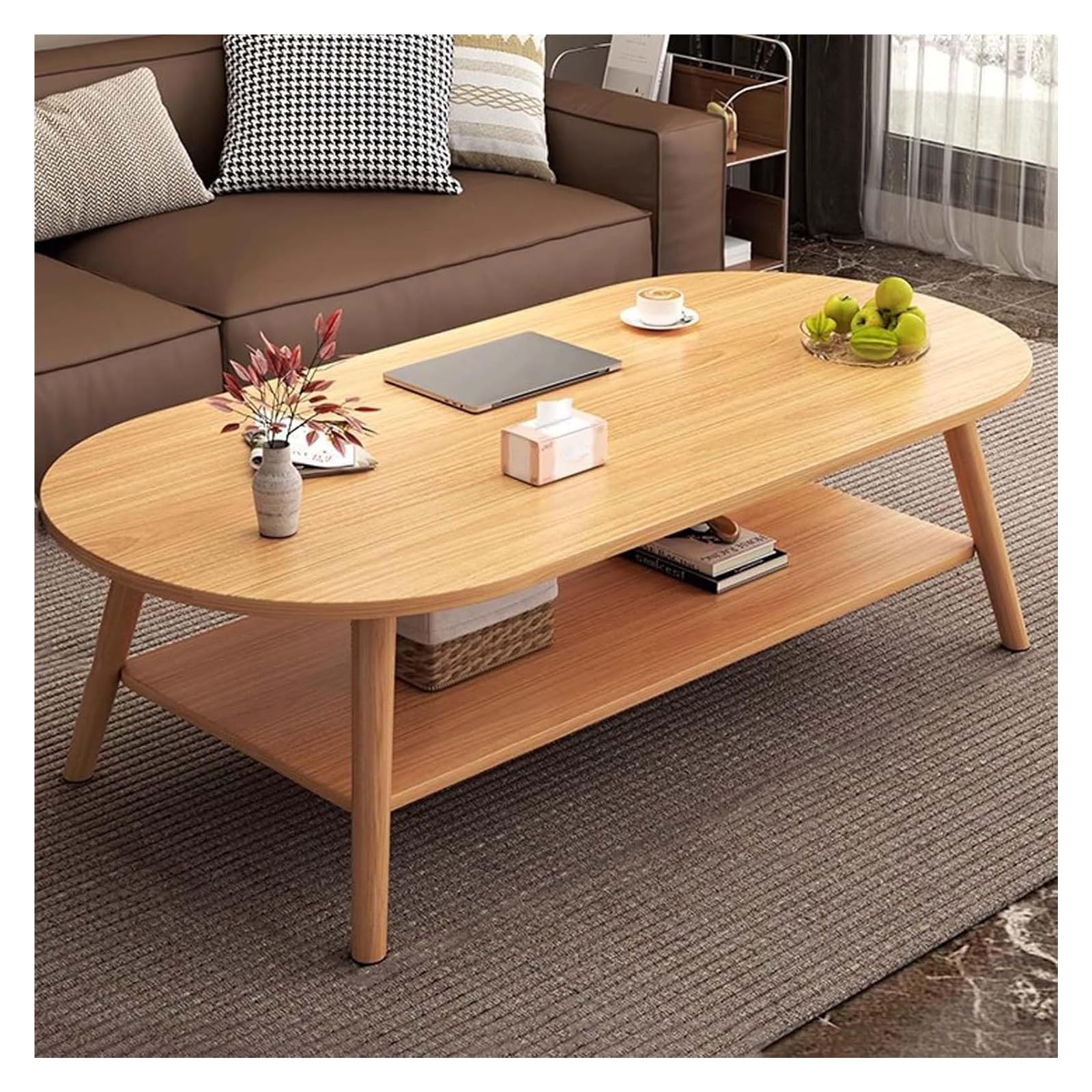 Table basse de ferme à 2 niveaux grand salon bois et métal noir 47 pouces