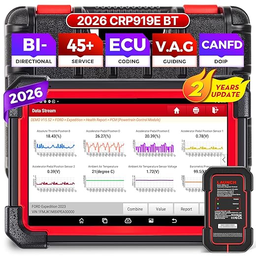Launch X431 Crp919E Bt Obd2 Diagnosis Coche Multimarca De Sistema Completo Y 45+ Funcíon Reinicio, Bluetooth Escáner Control Bidireccional, Codificación Ecu,Fca Autoauth Nivel Oe Actualización 2 Año