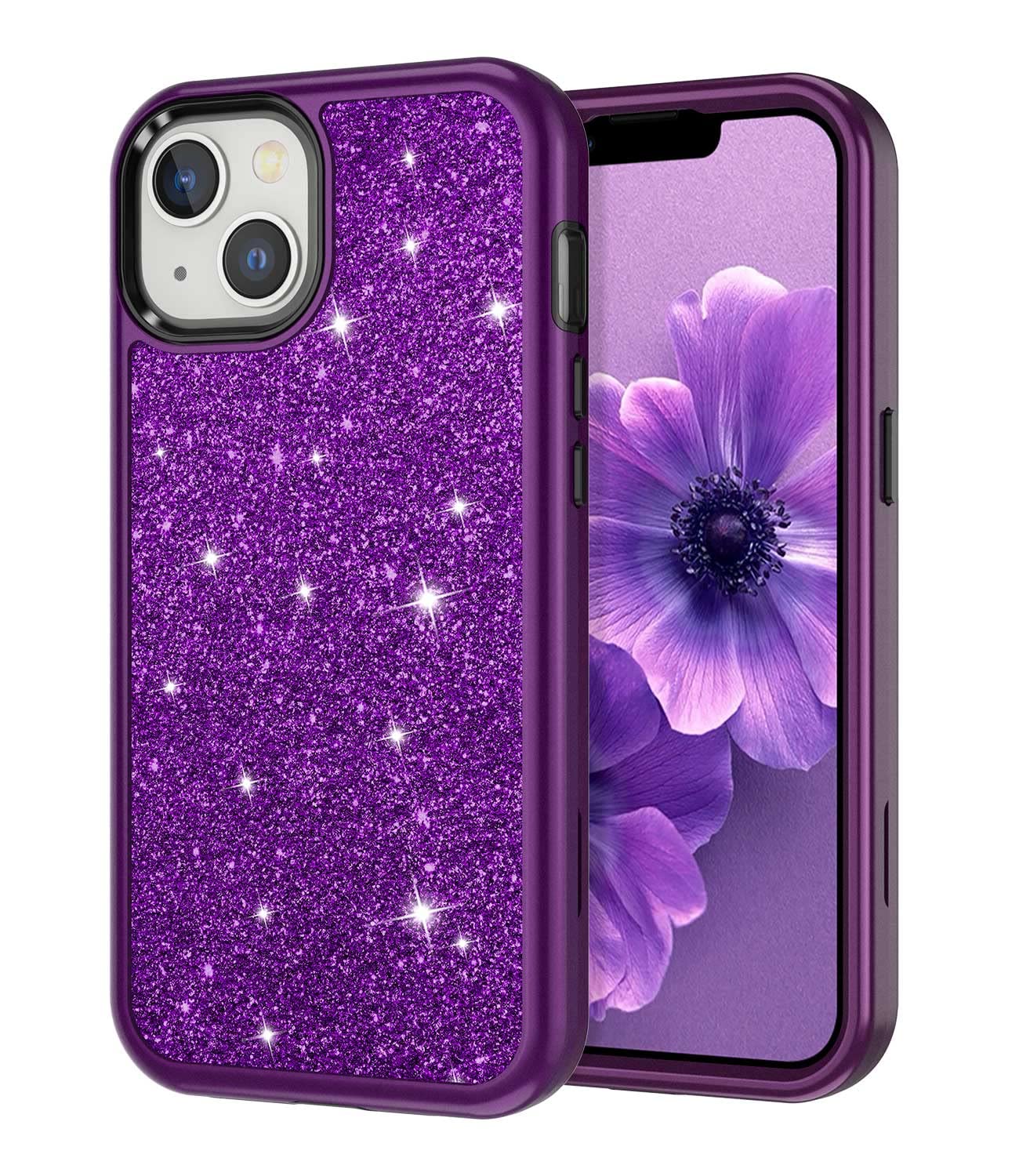 CASEFIV Compatible with iPhone 13 Case, Marble Pattern 3 in 1 Heavy Duty Shockproof Full Body Rugged Hard PC+Soft Silicone Drop Protective Girls Women