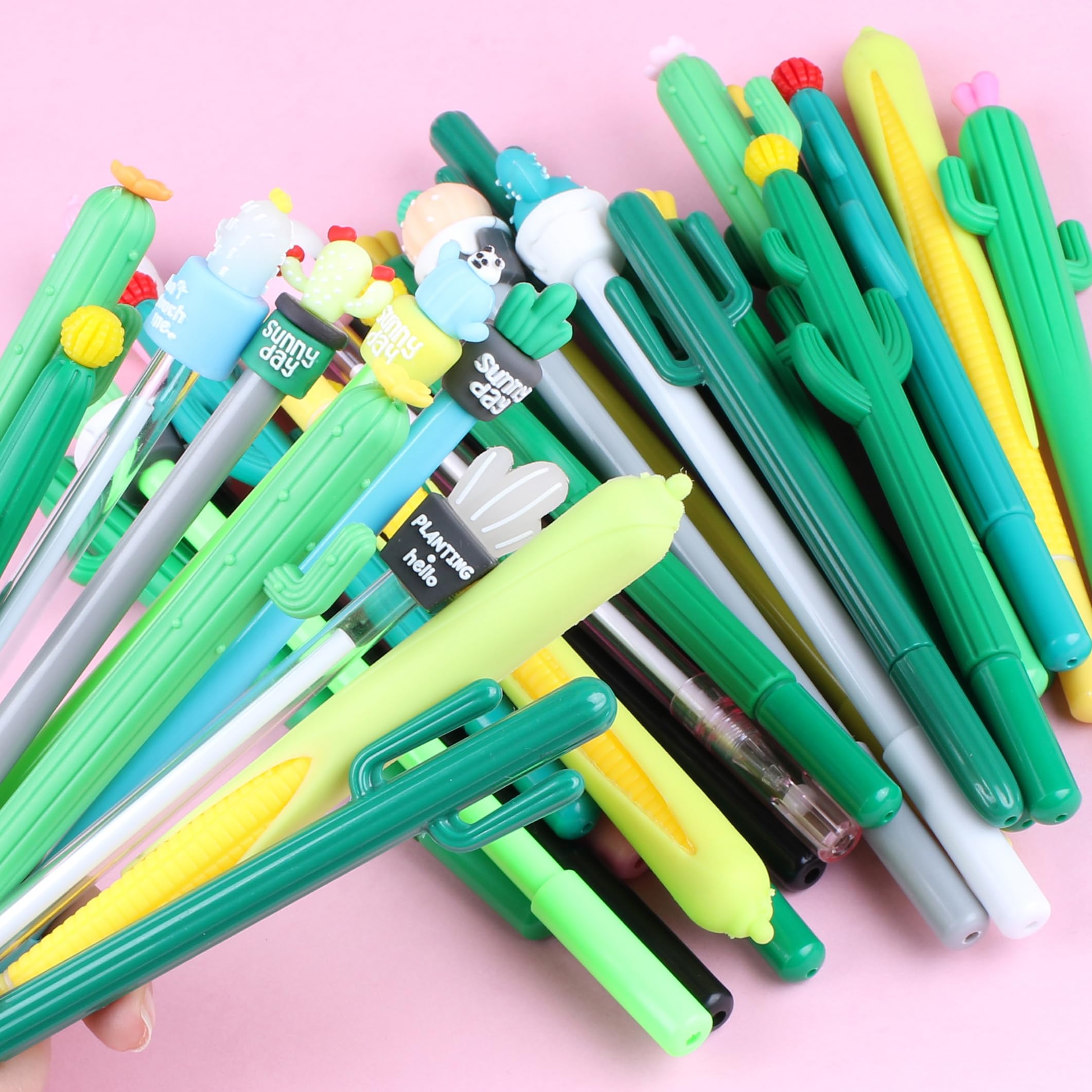 36Pcs/Bulk Cute Pens Novelty Cactus Gel Pen Funny Journal Cool Fancy Kawaii Fun Rollerball Pen, Creative School Office Supply Party Favors Kids Adults Men Women Girl Teens Writing Stationery Pen Set - Image 4