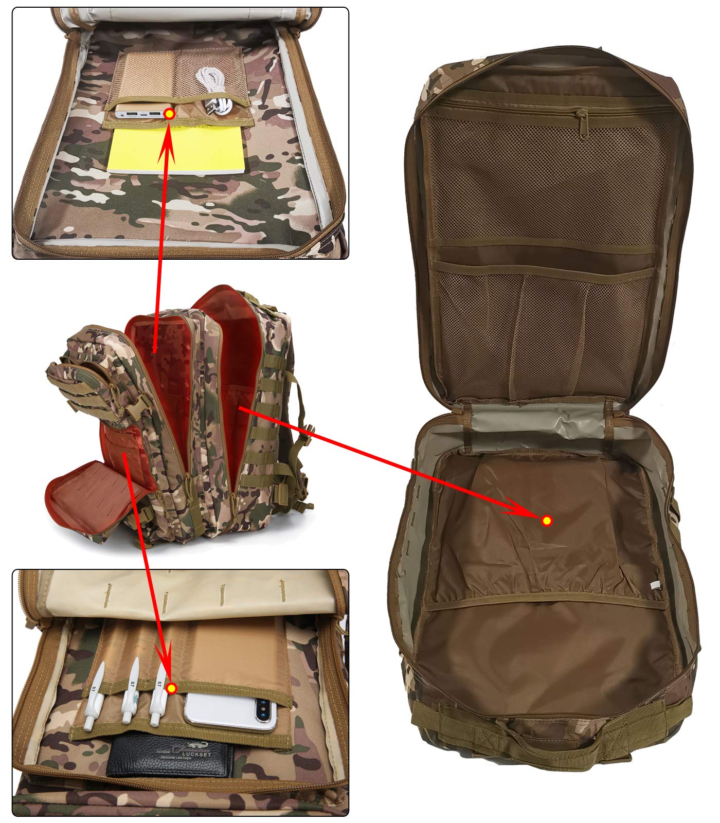Sac à Dos Tactique 40L Doshwin - Militaire, Randonnée, Trekking (Tissu 900D Imperméable)