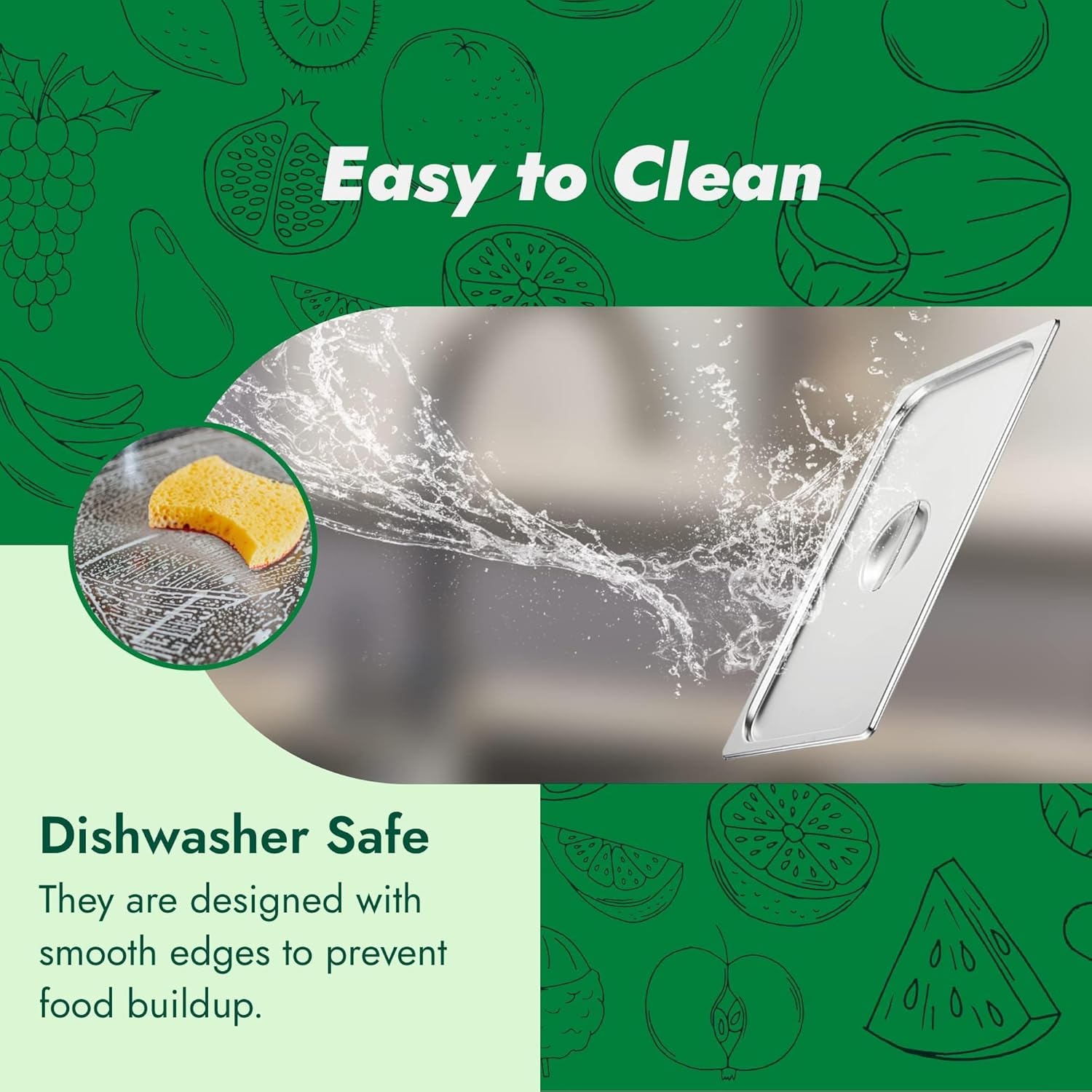 HECMAC 6-Pack Full Size Hotel Pan Cover, Stainless Steel Solid Steam Table Catering Food Pan Lid with Handle, 23 Gauge - Image 5