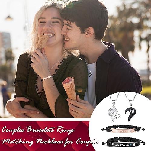 Miniatura 4 de Juego de collares para parejas, pulseras para él y ella, para su reina, su rey, para parejas, regalo para la pareja