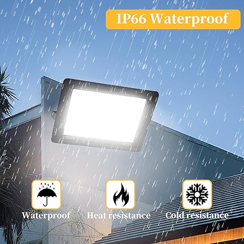 Miniatura 4 de Paquete de 2 luces LED de 200 W para exteriores, luces de seguridad superbrillantes de 25000 LM, IP66, impermeables, 6000 K, luz diurna blanca,